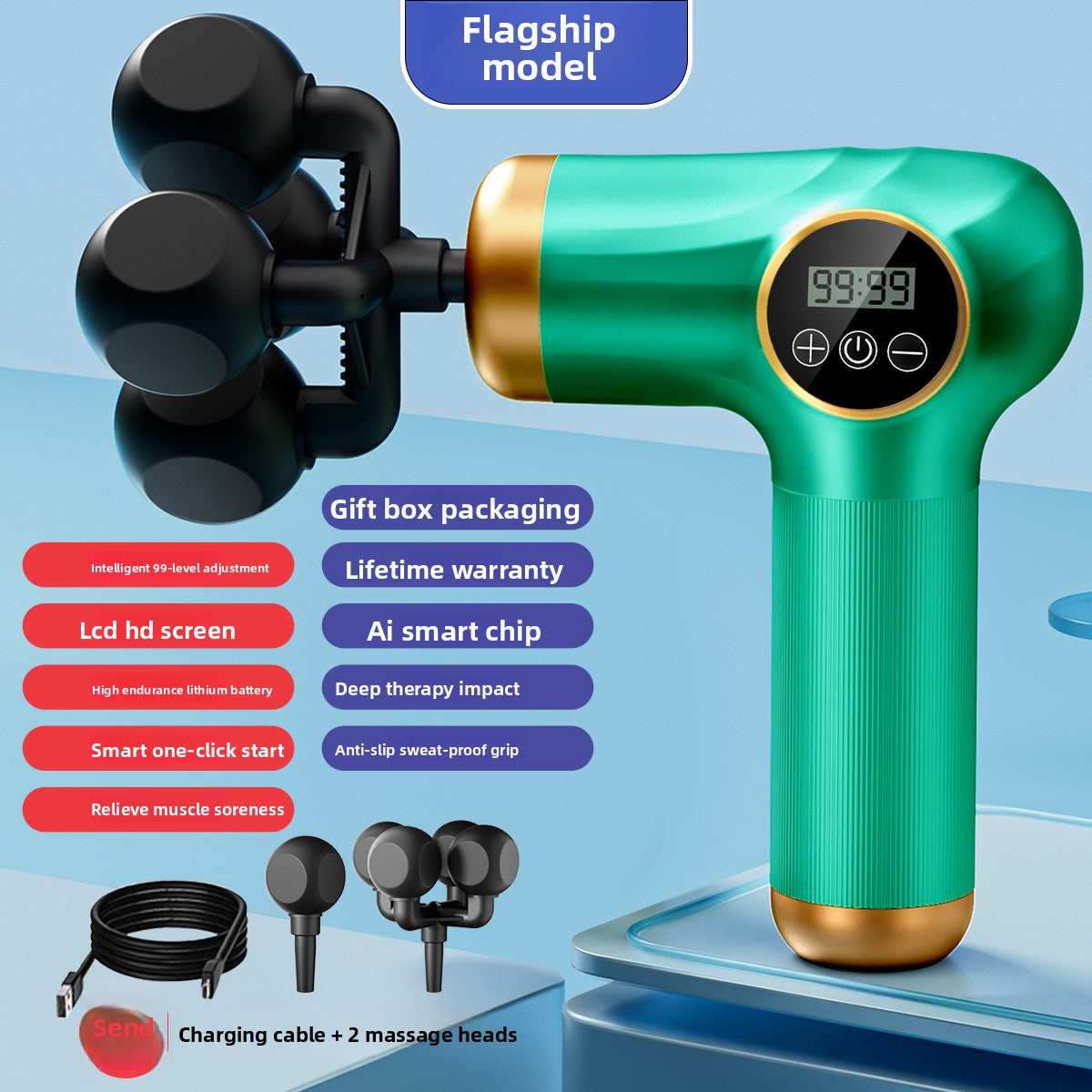 Electric Muscle Massage Gun with Multiple Attachments