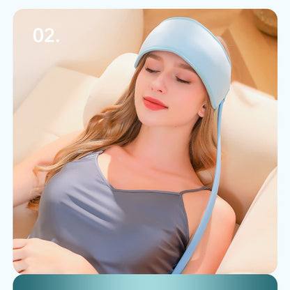 Head hot compress and massage stress relief device
