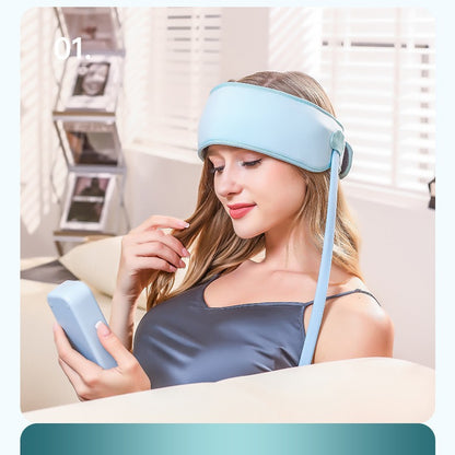 Head hot compress and massage stress relief device