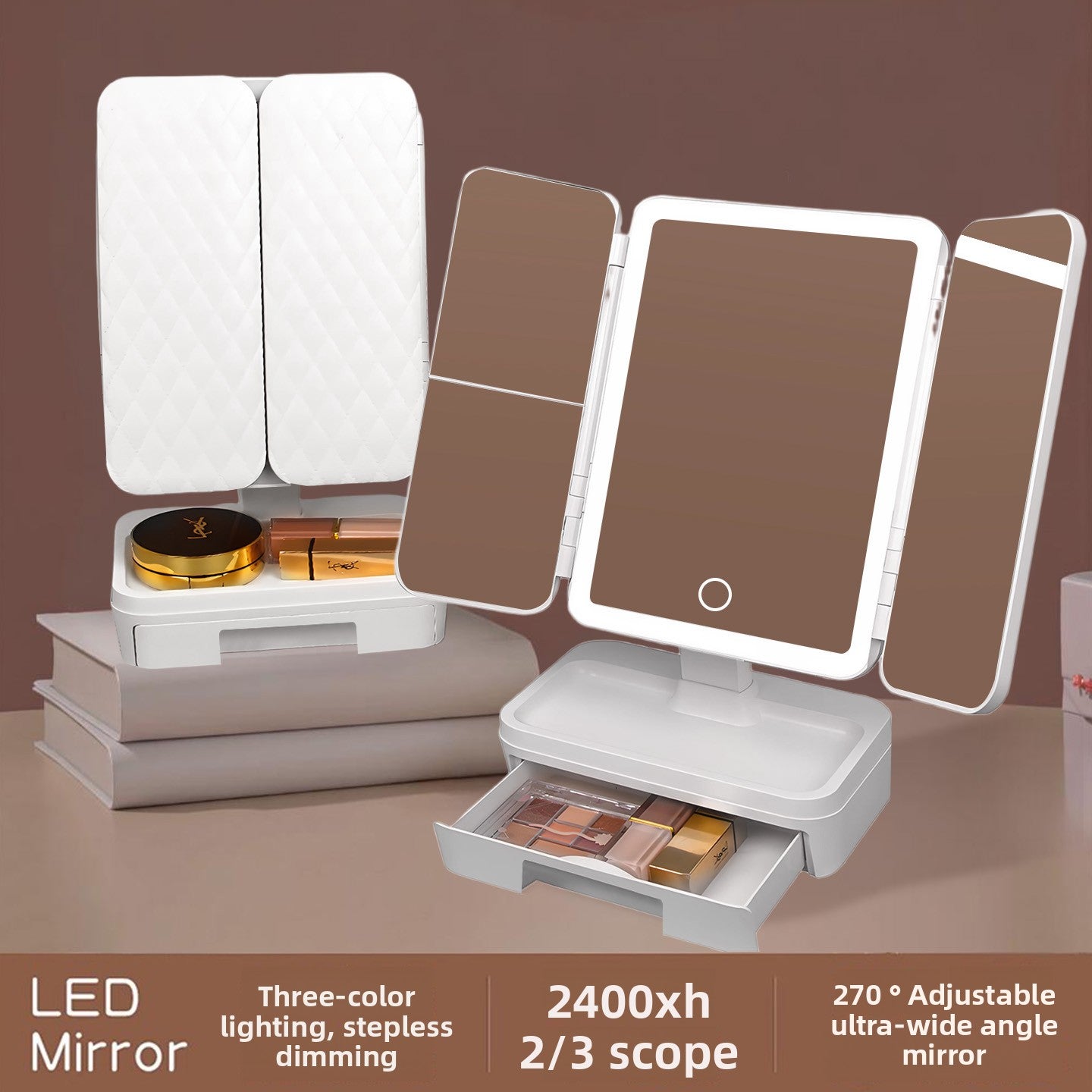 Desktop dressing and beauty mirror