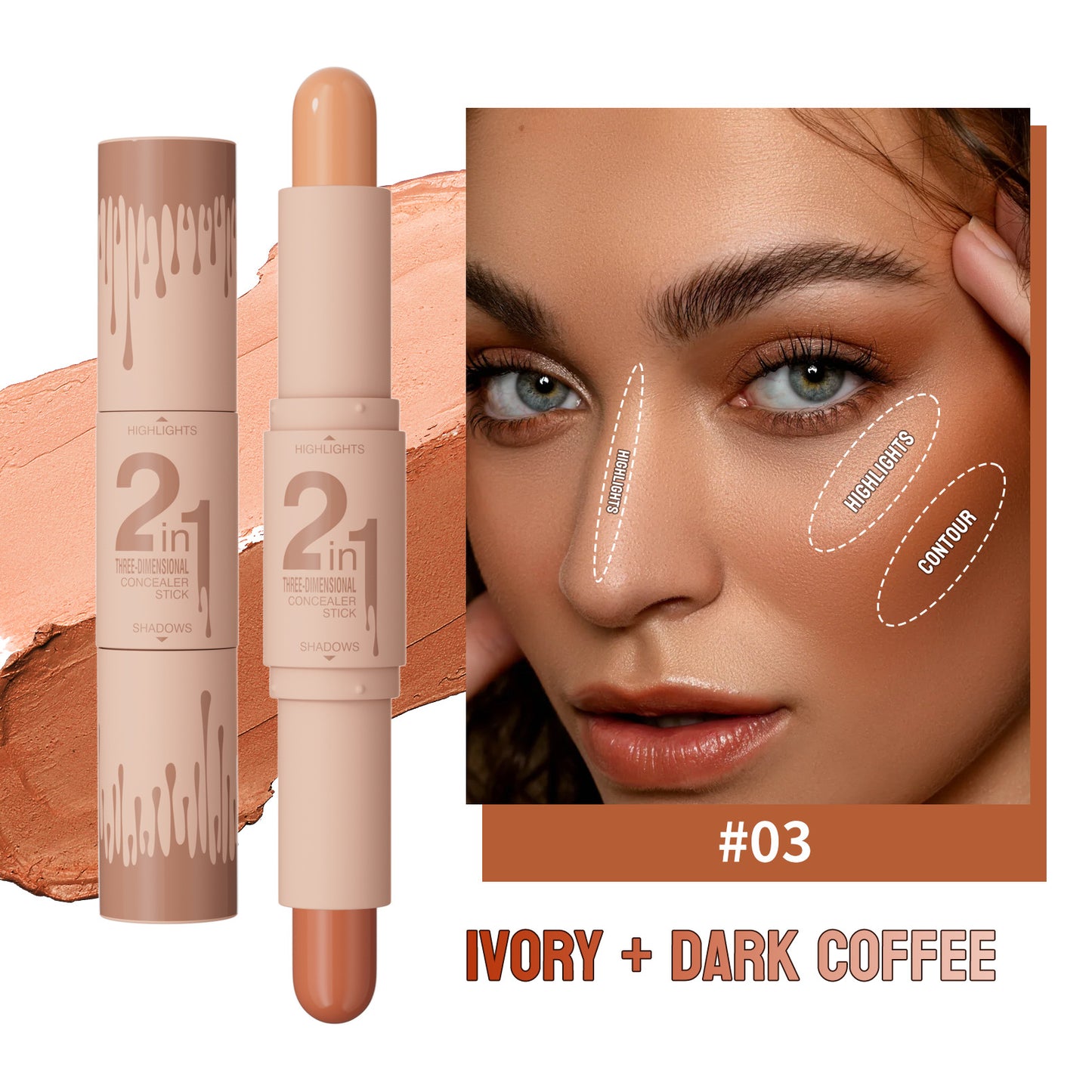 Makeup Three-dimensional Face Double-head Fit Stick