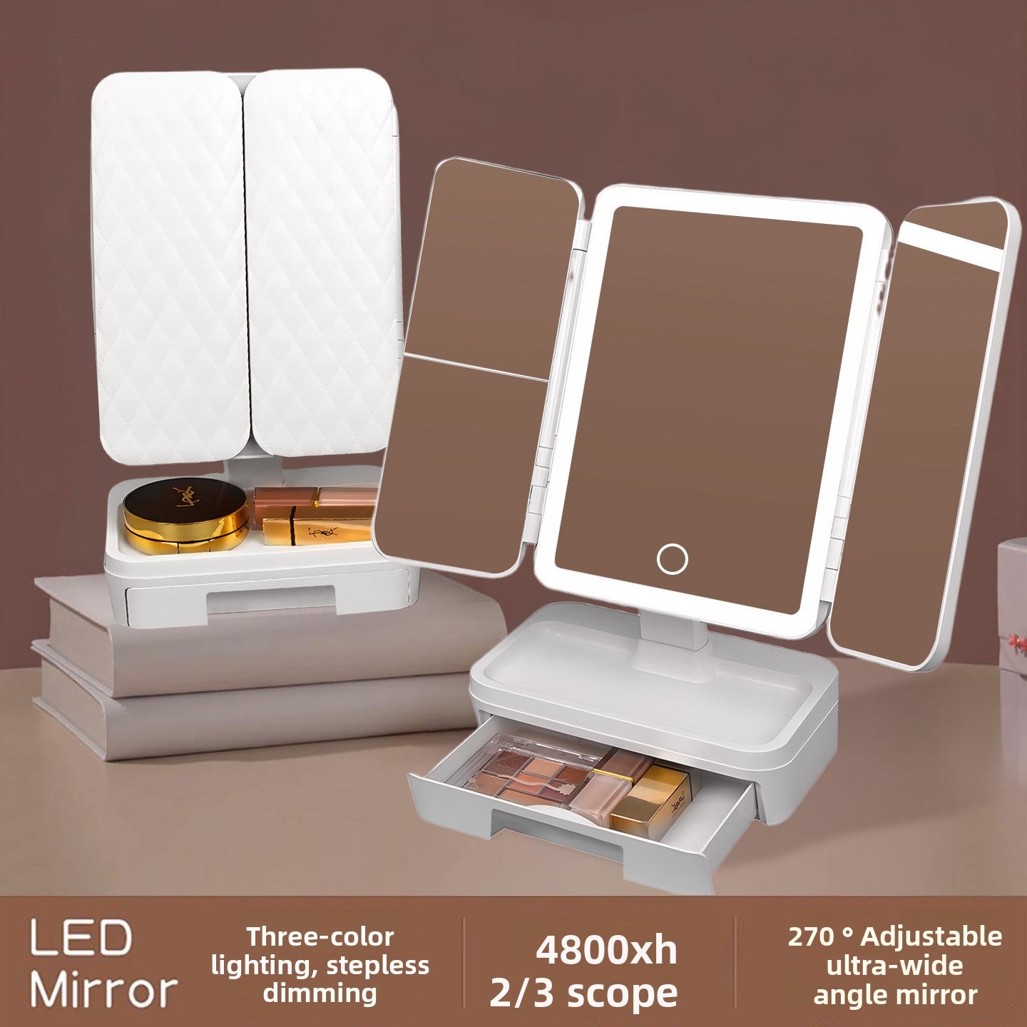 Desktop dressing and beauty mirror