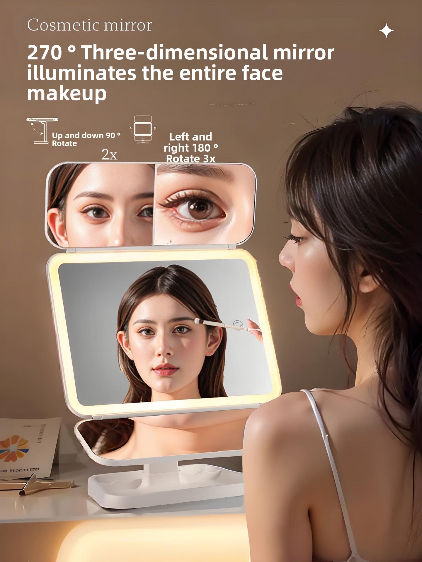 Desktop dressing and beauty mirror