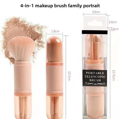 Portable 4-in-1 Telescopic Makeup Brush Set