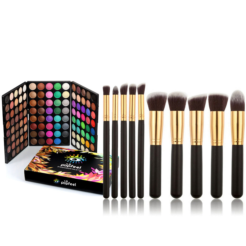 120-color metallic eyeshadow palette with 10 makeup brushes