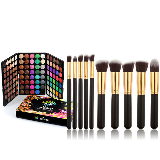 120-color metallic eyeshadow palette with 10 makeup brushes