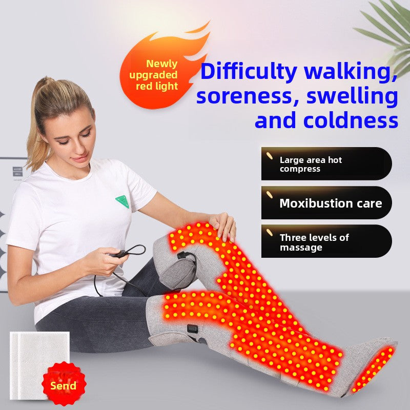 Red light therapy and hot compress for leg care