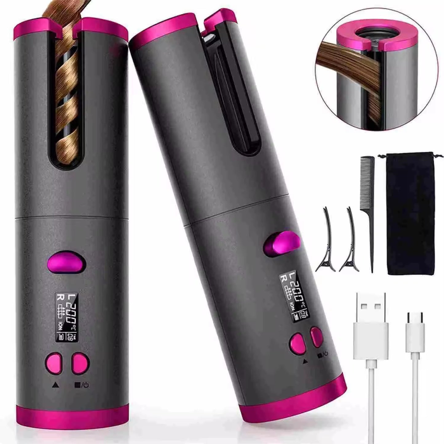 Rechargeable Wireless Hair Curling Iron