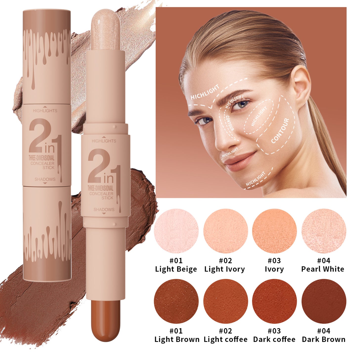 Makeup Three-dimensional Face Double-head Fit Stick