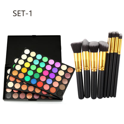 120-color metallic eyeshadow palette with 10 makeup brushes