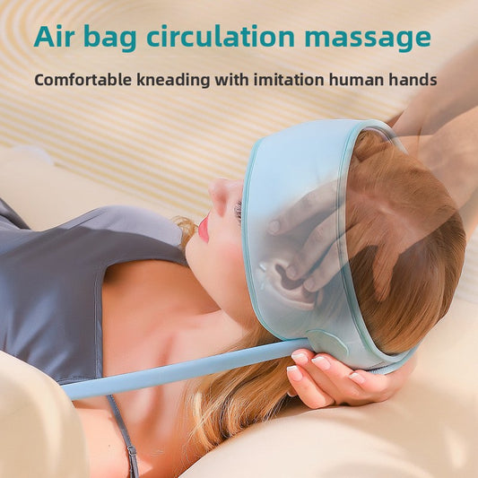 Head hot compress and massage stress relief device