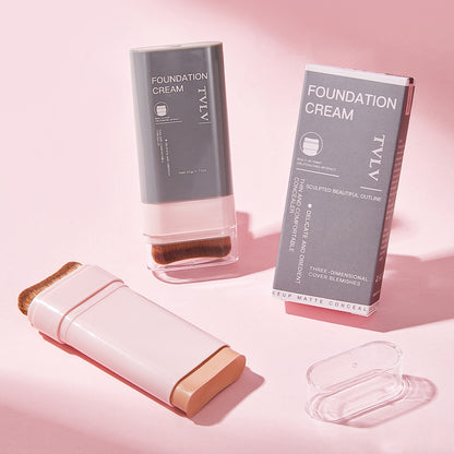 Concealer Foundation Stick with Brush Head Waterproof Natural Makeup